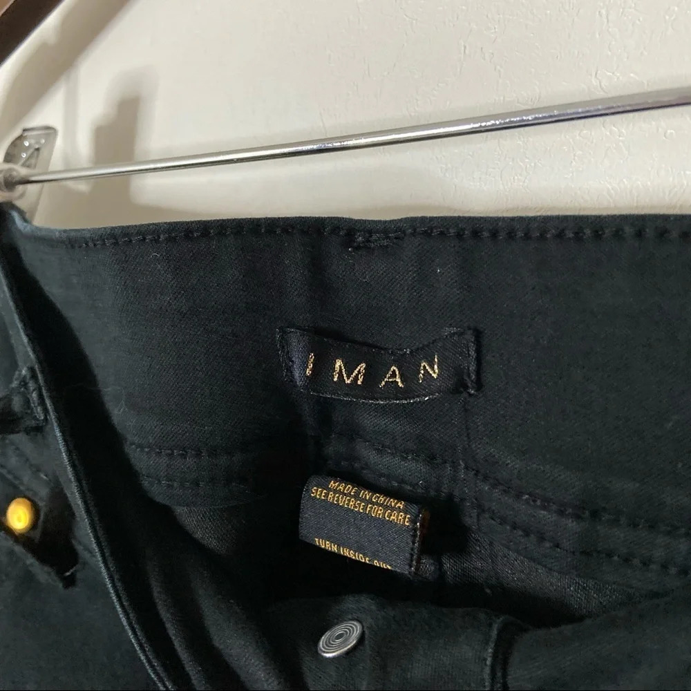 IMAN Bootcut Jeans Slimming Stretch Pants Size 6 Double Button Dark Wash - Picture 8 of 13
